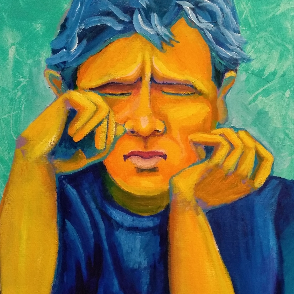Painting original acrylic paint canvas art blue